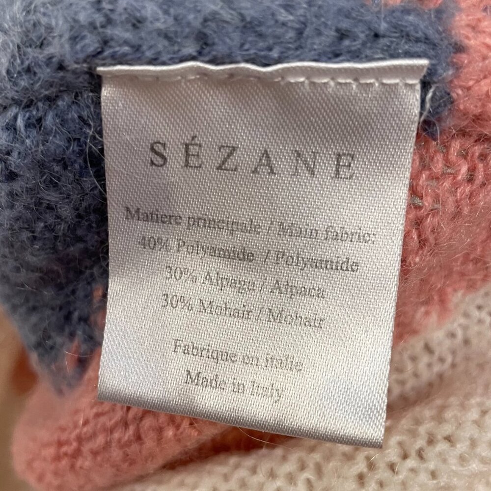 Rare! EUC Sezane Winnie Gradient Colorblock Sweater Blue White Medium - Picture 6 of 7